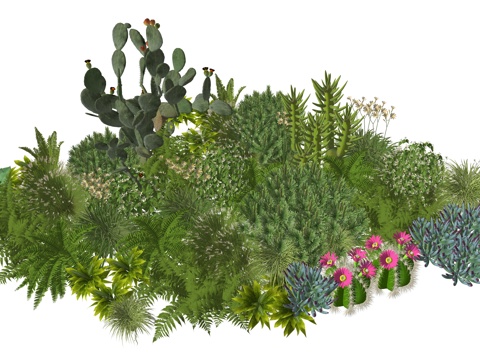 现代室内植物堆景观组合su模型