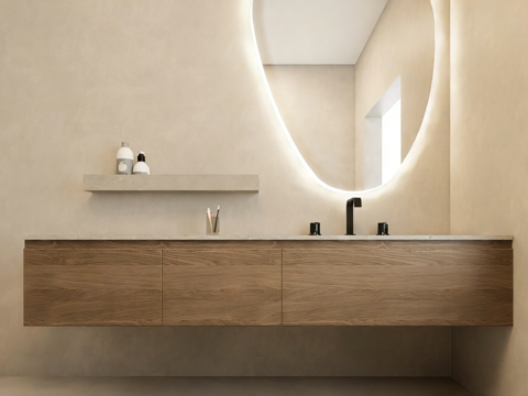 现代简约浴室洗手台su模型