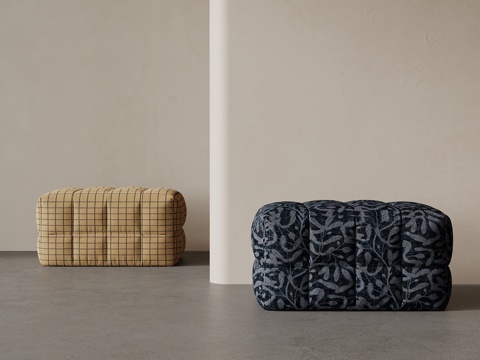 现代沙发凳 布艺换鞋凳su模型