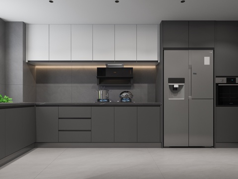  厨房橱柜烟灶3d模型 