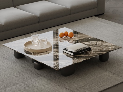 现代茶几 方形茶几su模型