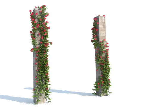  现代爬藤 藤蔓 爬藤柱子 玫瑰爬藤3d模型 