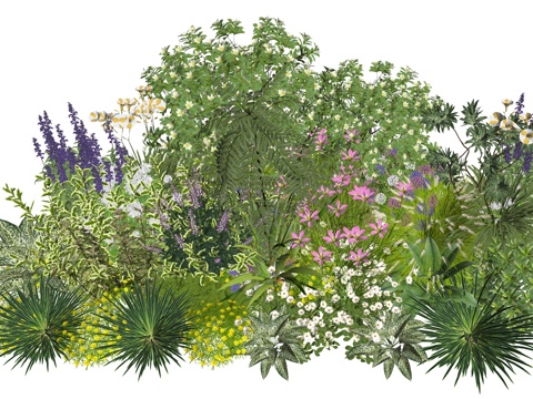  现代室内植物堆景观组合su模型 