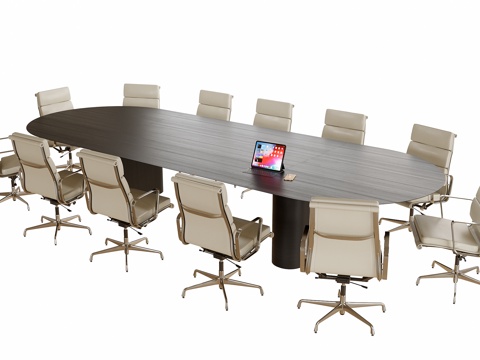 现代会议室 办公椅 会议桌椅su模型