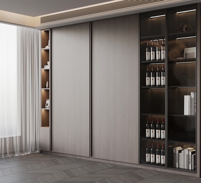  现代意式酒柜3d模型 