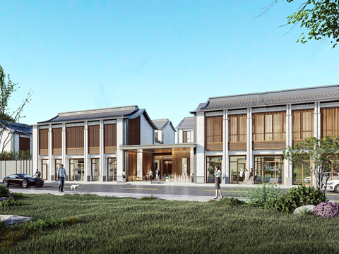 现代社区养老院建筑 福利院建筑 适老建筑 康养中心 老年公寓su模型