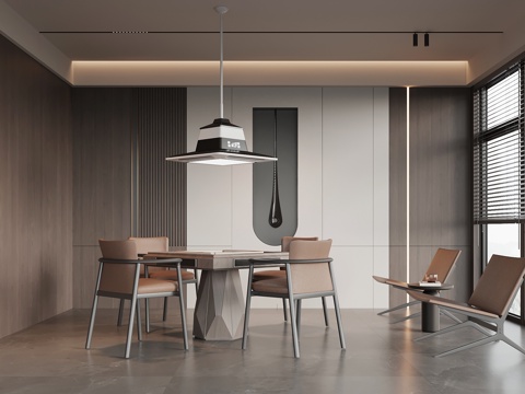  意式棋牌室 麻将桌3d模型 