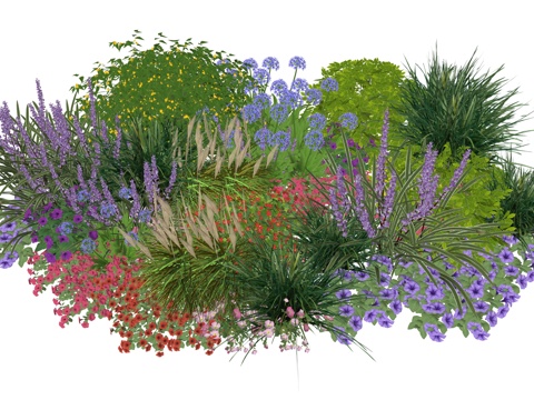  现代室内植物堆景观组合su模型 