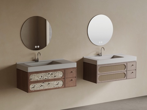 现代中古风浴室柜su模型