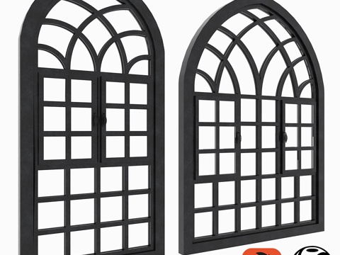  拱形窗户动画套装3d模型 