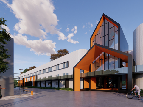 现代工业厂房 改造创意园su模型