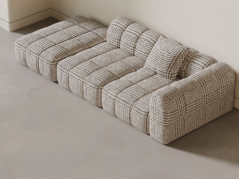 现代多人沙发 布艺休闲沙发su模型