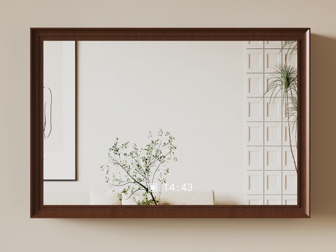 新中式浴室镜 中古风浴室镜su模型