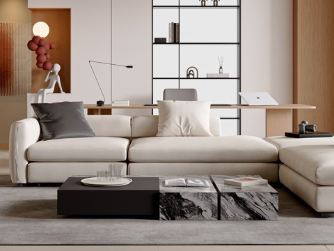  现代简约沙发茶几组合 休闲椅 客厅沙发 布艺沙发 茶几3d模型 