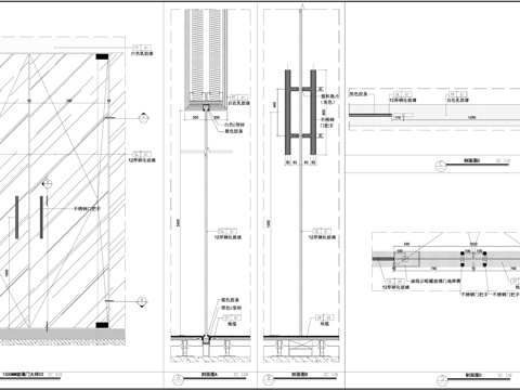 钢化玻璃门 办公区玻璃门 双开玻璃门 门节点cad施工图