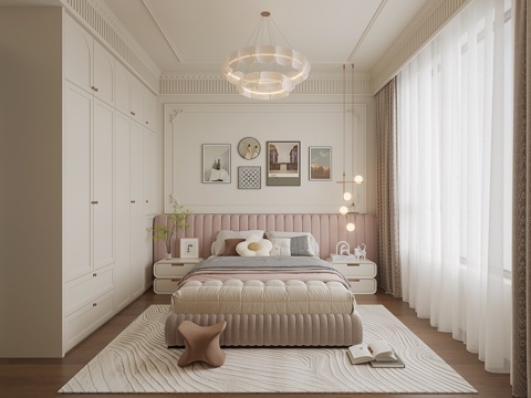  法式女儿房 吊灯 床3d模型 