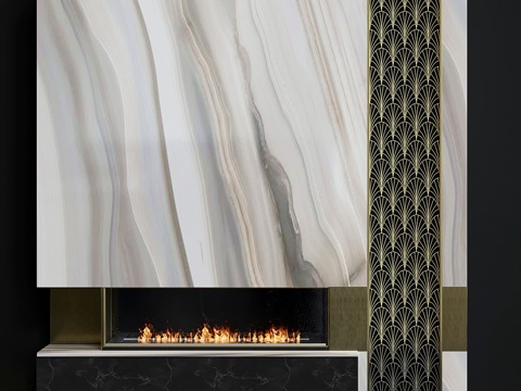  现代壁炉 373d模型 