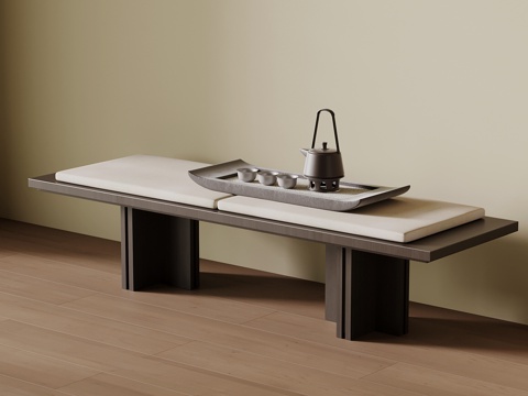 新中式床头柜 换鞋凳su模型