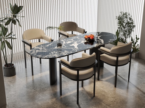  现代意式餐桌椅3d模型 