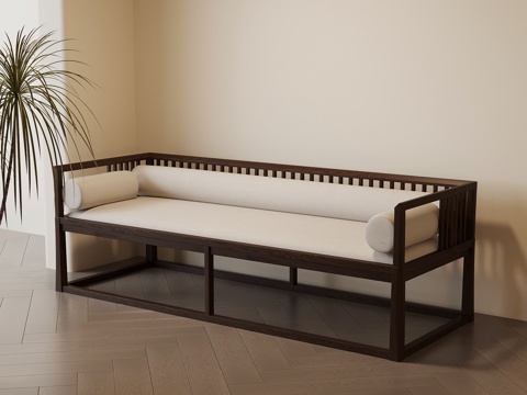 新中式罗汉床su模型