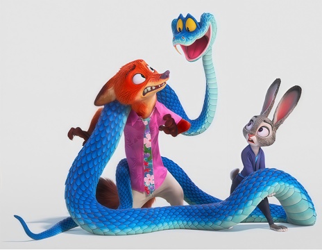  疯狂动物城装饰 电影院网红玩偶 商场电影网红装饰su模型 