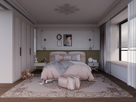 客餐厅 沙发 床 茶室 客厅 书桌 家装 电脑 台灯 书房su模型