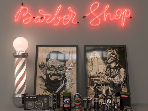  理发店套装3d模型 