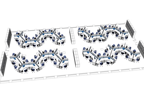 办公桌 工位 屛风卡位 办公椅su模型