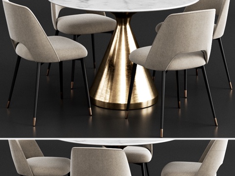  Coco Republic & West Elm 餐桌套装3d模型 