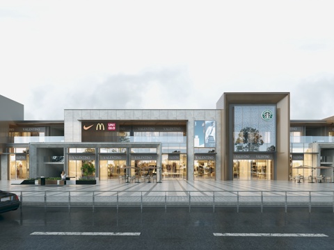  现代商业街3d模型 