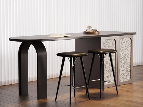 现代意式吧台 吧凳su模型