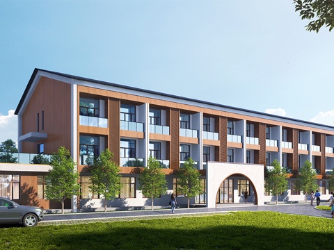 现代社区养老院建筑 福利院建筑 适老建筑 康养中心 老年公寓su模型