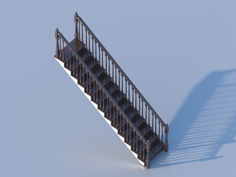  木楼梯 简欧楼梯3d模型 