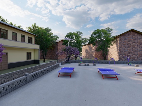 乡村文体晒坝su模型