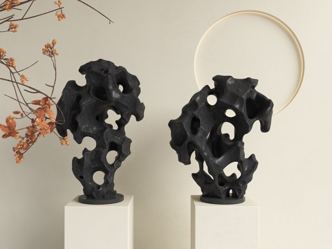  中式雕塑摆件 太湖石摆件 石头装饰摆件 中古风摆件 新中式雕3d模型 