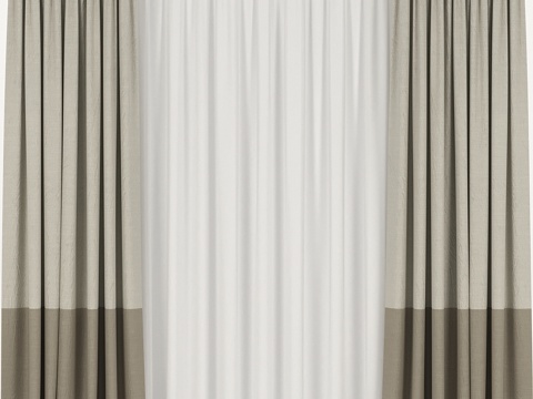  棕色纱帘3d模型 