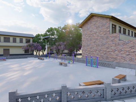 乡村文体晒坝su模型