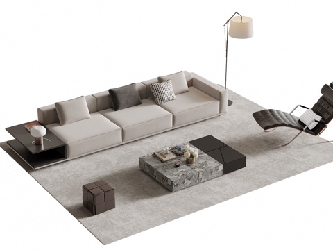  现代意式沙发茶几组合3d模型 