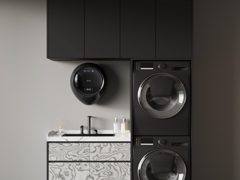 现代意式洗衣机柜su模型