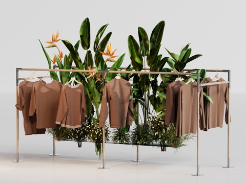  服装店衣架景观3d模型 
