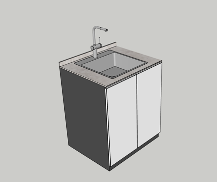 现代厨房橱柜洗菜盆su模型