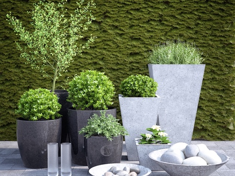  组合式花盆3d模型 