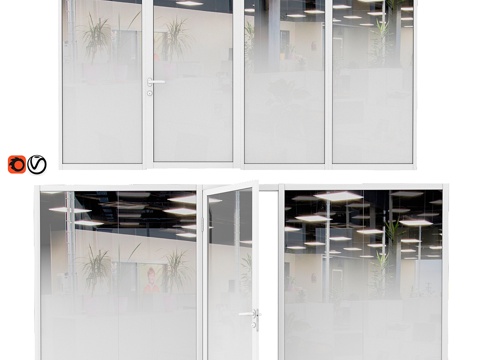  办公室隔断门3d模型 