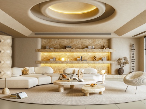  客厅 沙发 茶几 边几 休闲椅 落地灯 书籍 摆件3d模型 