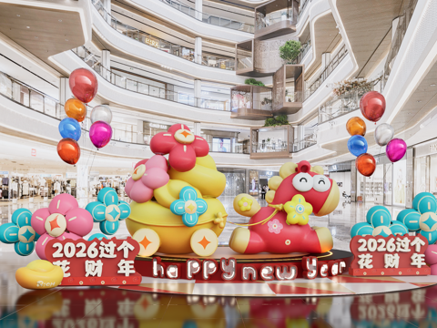 马年新年艺术装 商场潮玩艺术装置 网红玩偶装饰打卡su模型