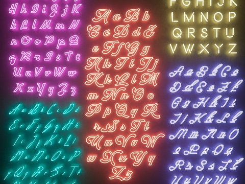  霓虹灯套装43d模型 