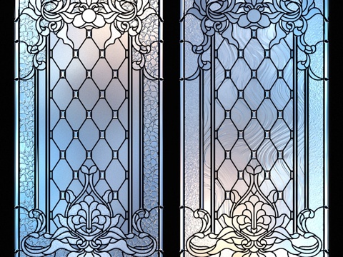  彩绘玻璃窗3d模型 