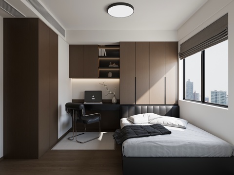  意式榻榻米书房卧室3d模型 