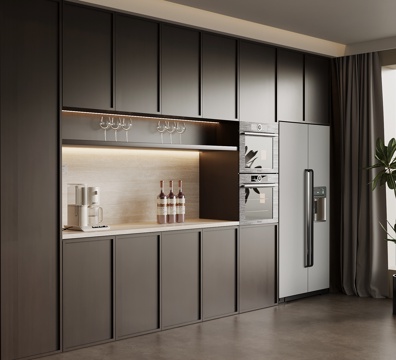 中古风餐边柜 橱柜su模型