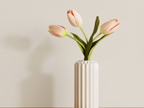 现代奶油风花艺 花瓶su模型